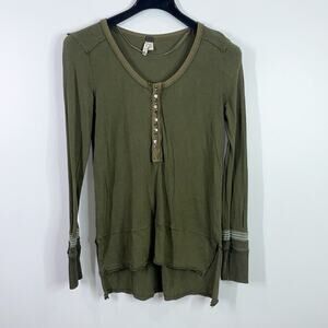 Free people khaki green long sleeve tunic top size XS